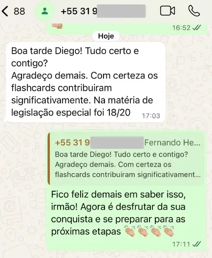 Depoimento aluno PMAL via WhatsApp