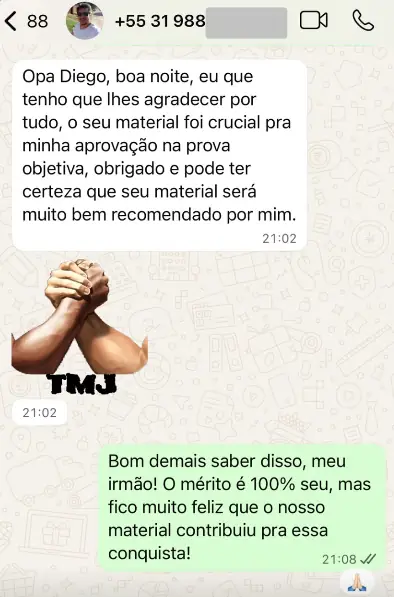 Depoimento aluno PMAL via WhatsApp