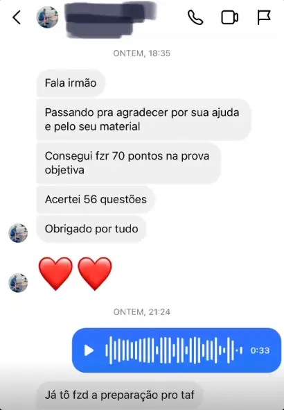 Depoimento aluno PMAL via WhatsApp